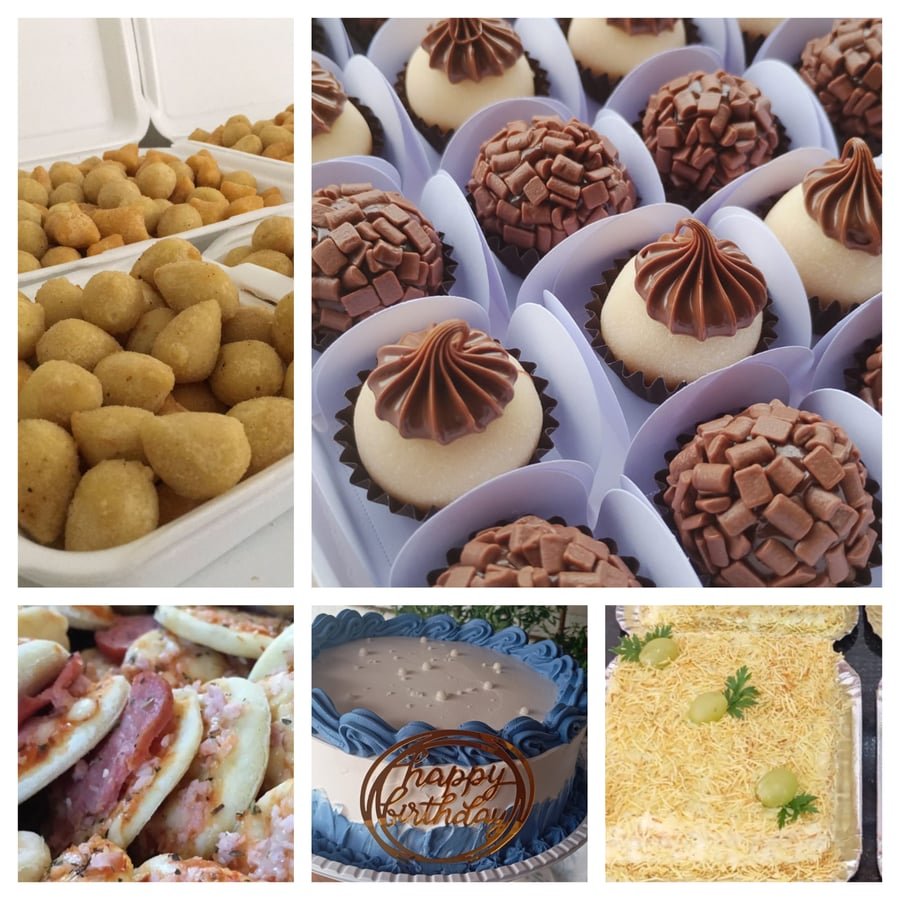 Kit Festa 30 Docinhos + 2kg Bolo + 2kg Torta + 200 Salgados + 50 Mini Pizza