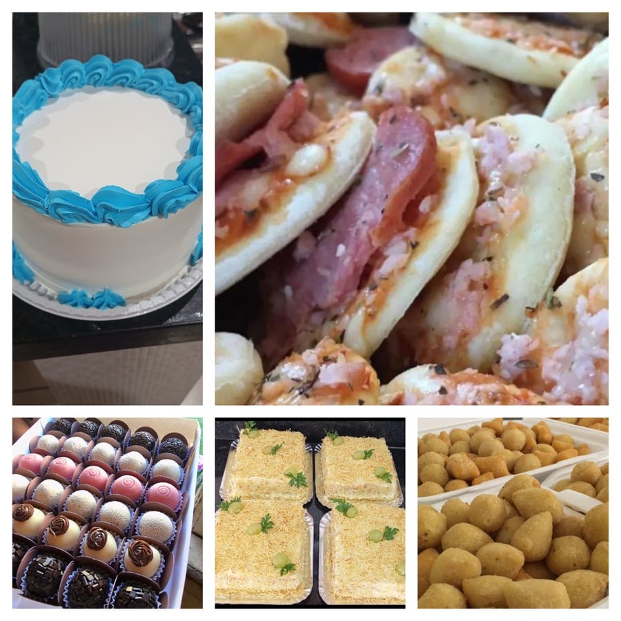 Kit Família 2kg Bolo + 2kg Torta + 50 Doces + 50 Mini Pizza + 200 Salgados